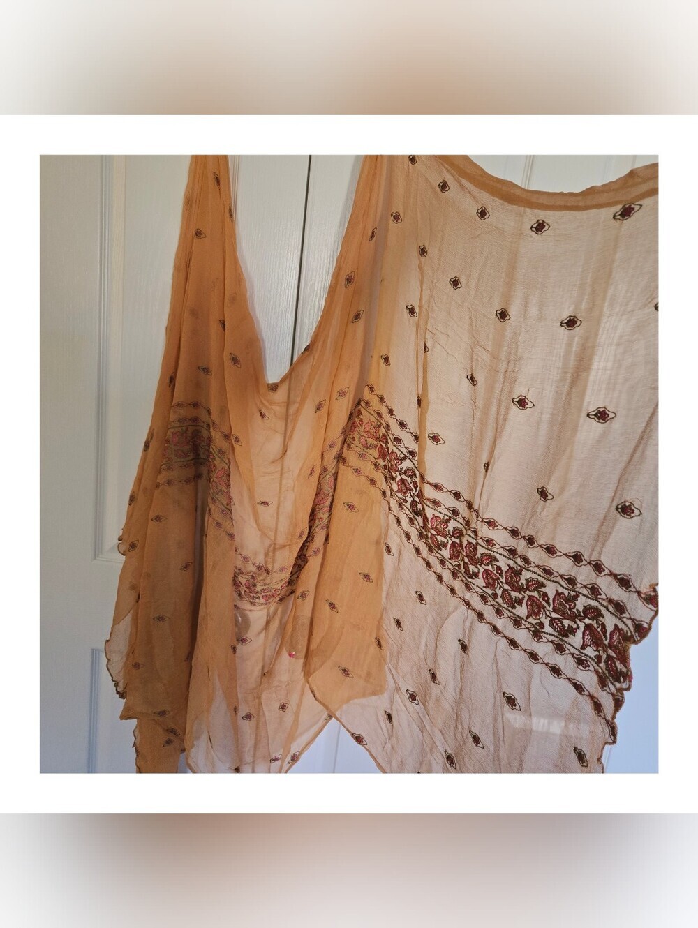 Embroidered Salwar Kameez Dupatta Long Scarf Mustard Yellow Party Wear Dress - Picture 9 of 11